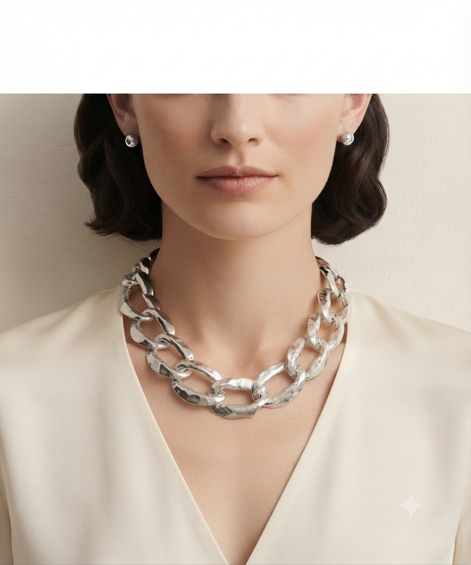 Conjunto de Collar de Eslabones y Broqueles Minimalistas