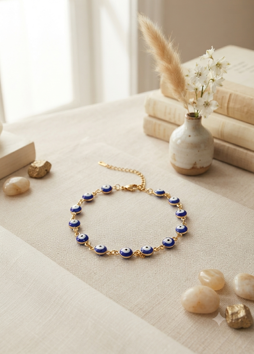 Pulsera de Acero Inoxidable con Ojitos Turcos