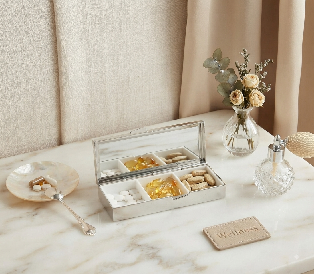 Pastillero Organizador de Bolsillo con Espejo – Diseño Elegante