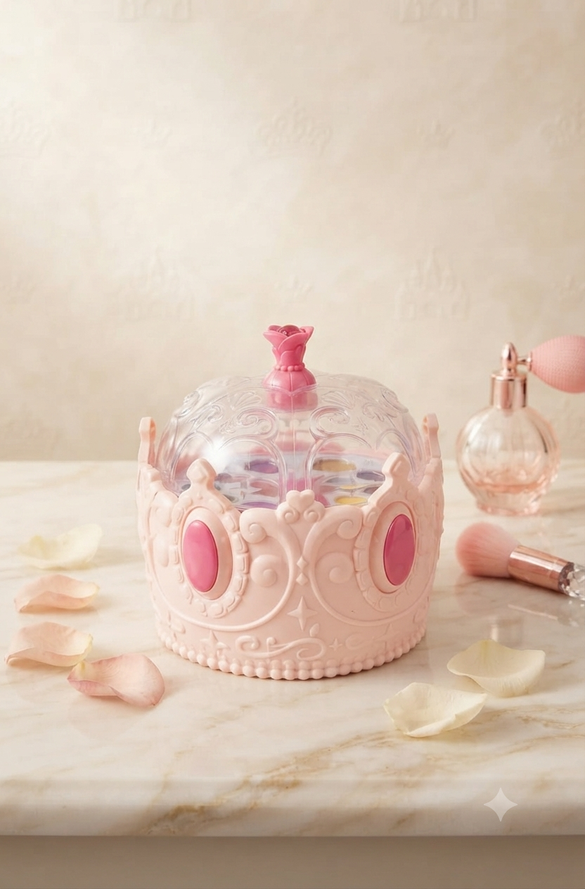 Set de Maquillaje Infantil en Forma de Corona - Estuche Coleccionable con Sombras y Brillos