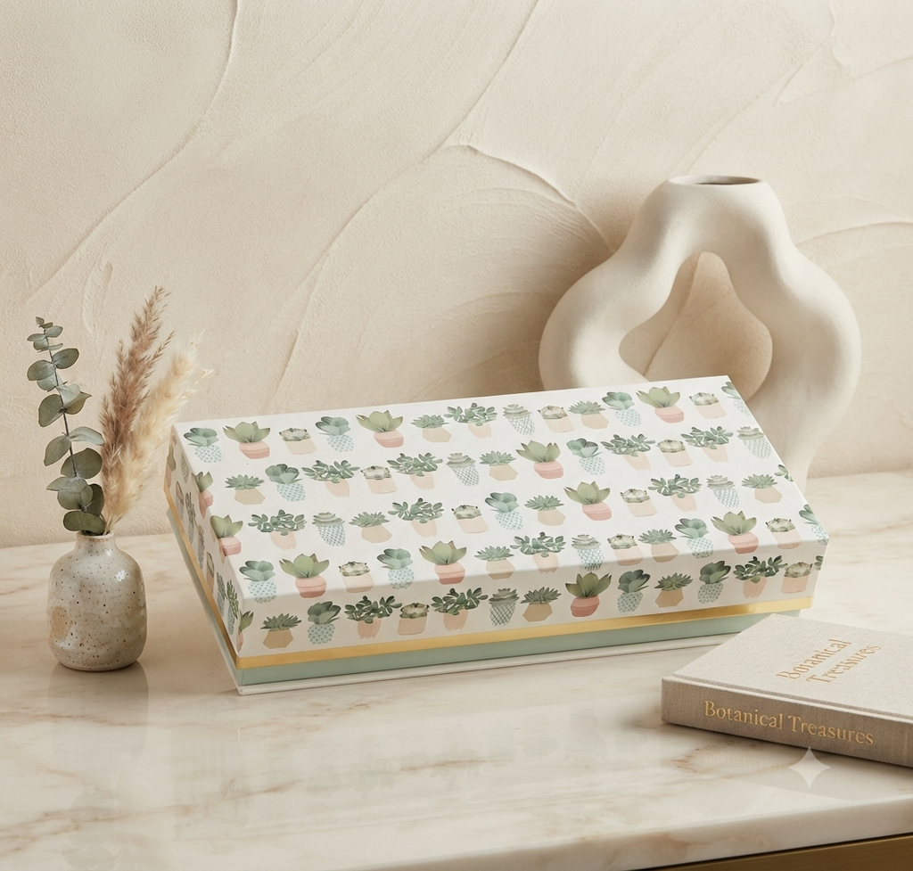 Caja de Regalo Premium "Botanical Dreams" - Diseño de Suculentas con Cierre Magnético
