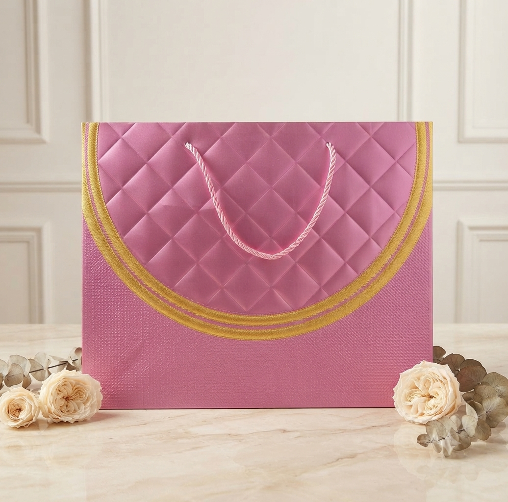 Bolsa de Regalo Grande Estilo Metálico con Detalles Dorados