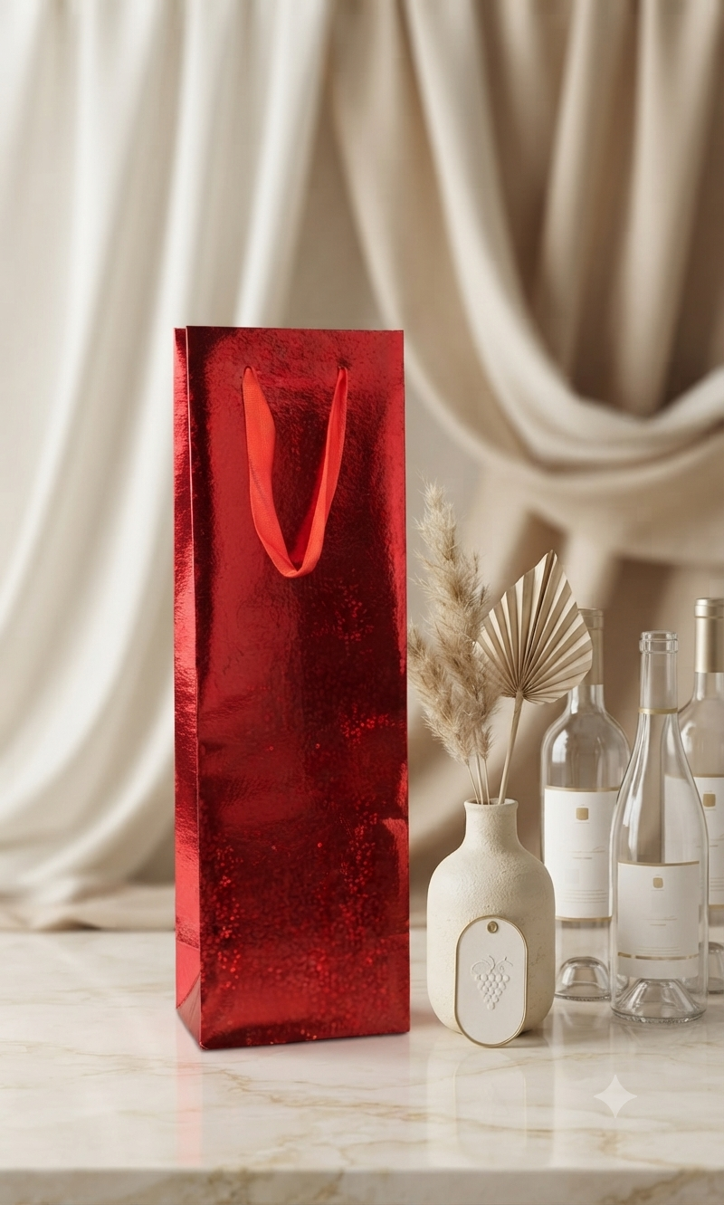 Bolsa de Regalo Reutilizable para Botella / Empaque Metálico Elegante