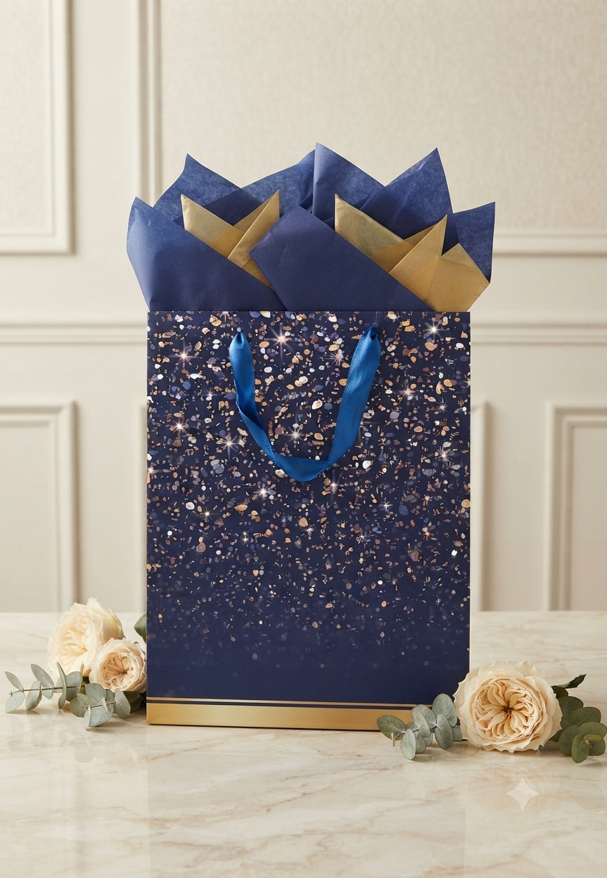 Bolsa de Regalo Grande Estilo Confeti con Destellos