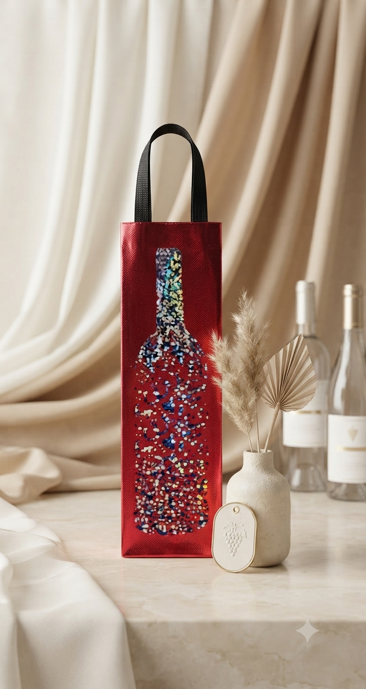 Bolsa para Botella Reutilizable con Diseño Brillante y Holográfico