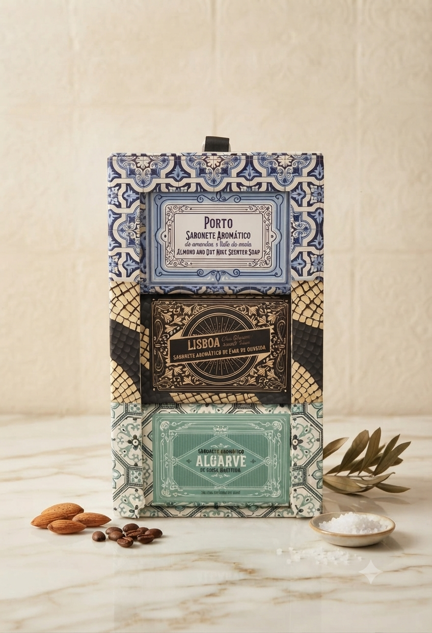 Set de Jabones Aromáticos Portugueses - Colección Porto, Lisboa y Algarve (3 Piezas)