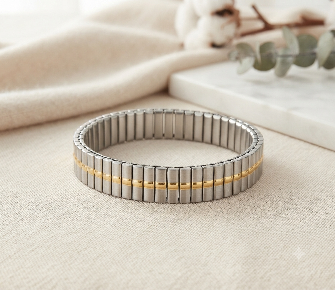 Pulsera Estilo Italiana de Bicolor (Plateada y Dorada)