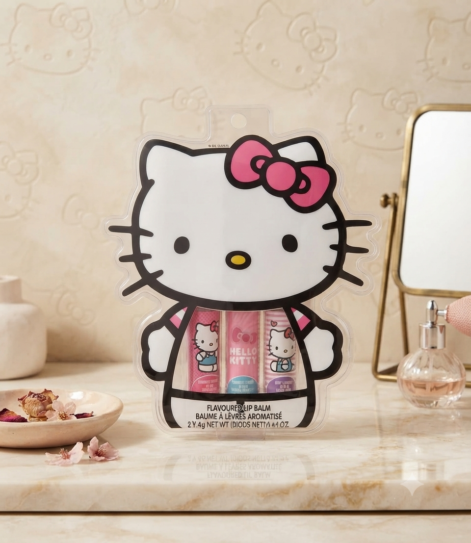 Set de Bálsamos Labiales Hello Kitty - Colección de 3 Piezas Hidratantes