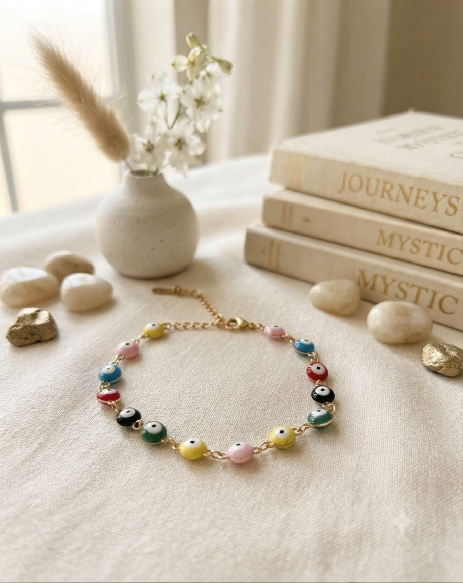 Pulsera de Acero Inoxidable con Ojitos Turcos