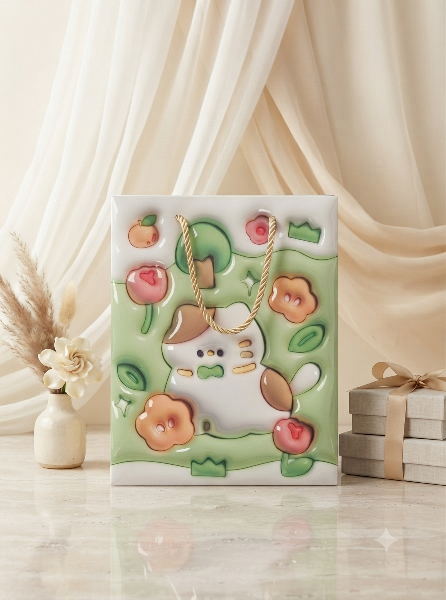 Bolsa de Regalo de Lujo con Diseño Estampado en Relieve 3D