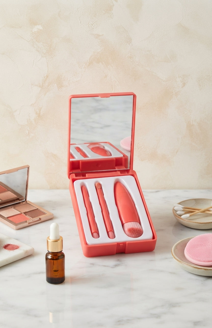 Kit de Brochas de Maquillaje de Viaje con Espejo