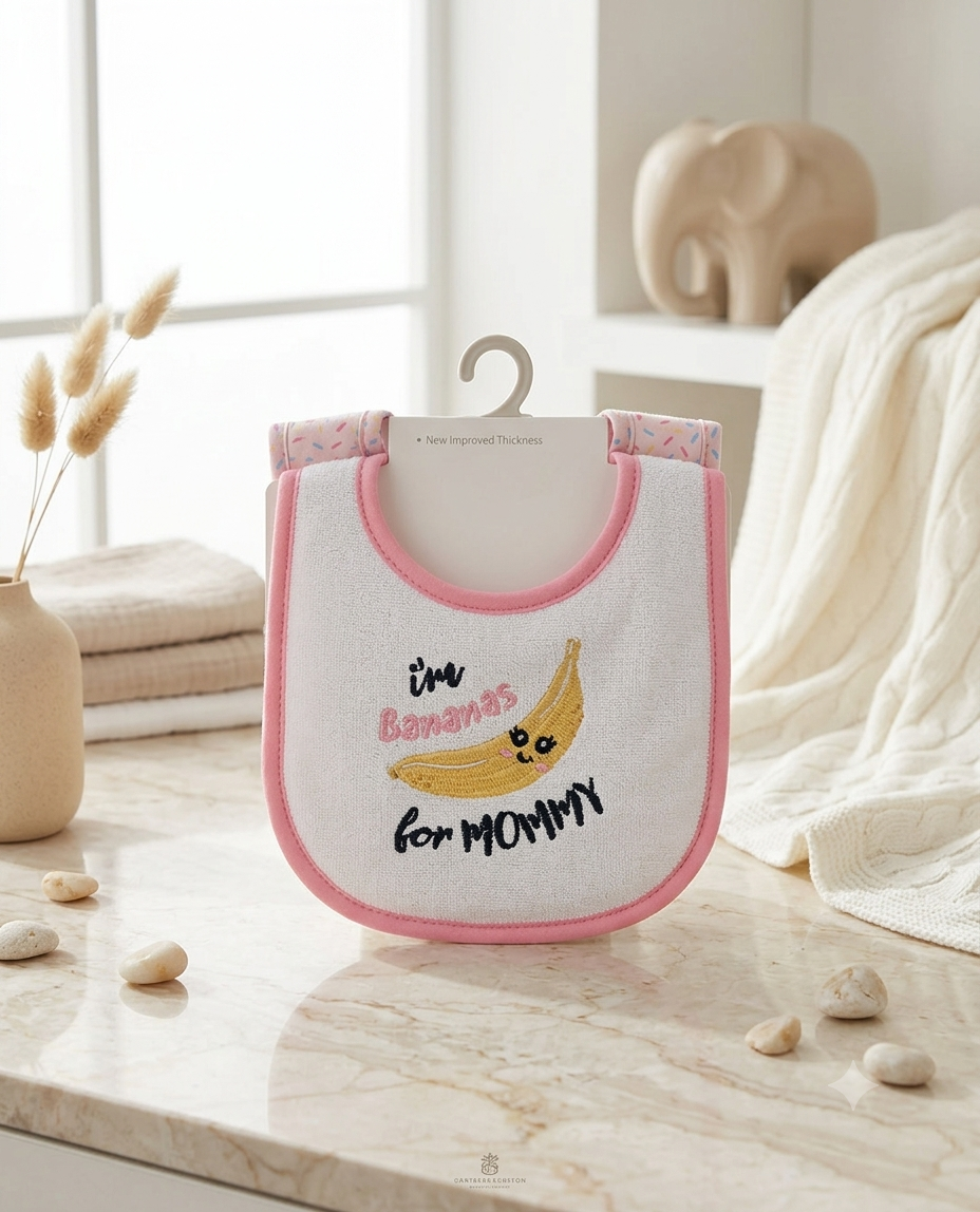 Set de Baberos Ajustables para Bebé (4 Piezas) – Colección Dulces Momentos