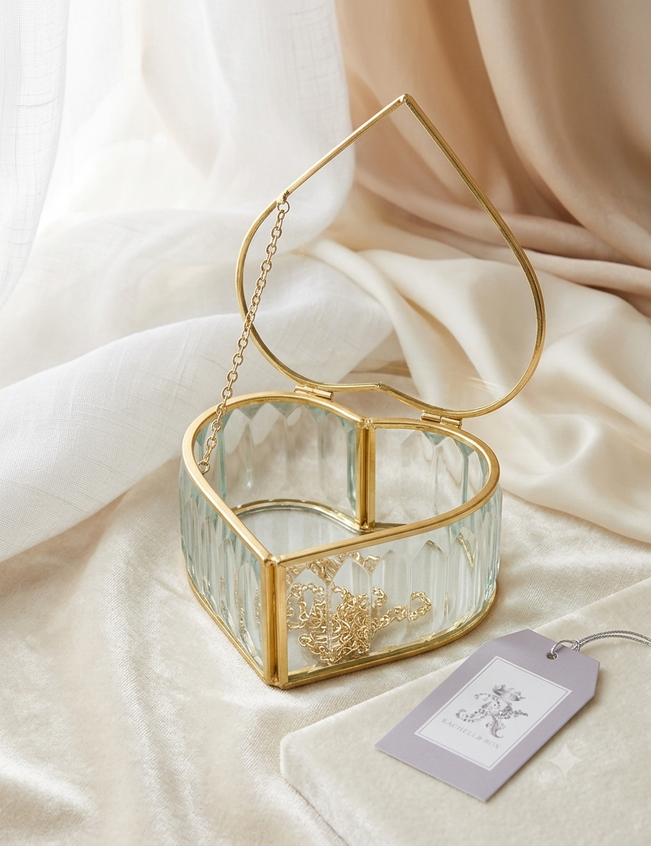 Joyero "Romantic Heart" – Elegancia en Cristal y Dorado