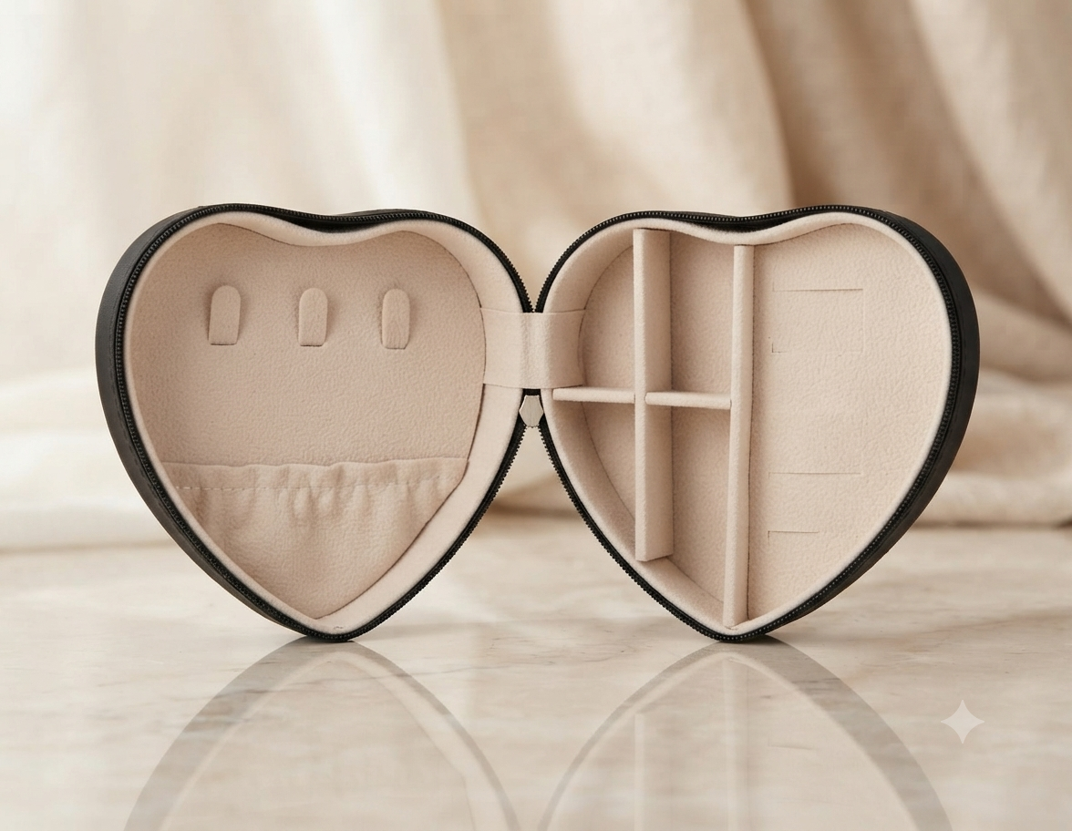 Estuche de Viaje para Joyería en Forma de Corazón