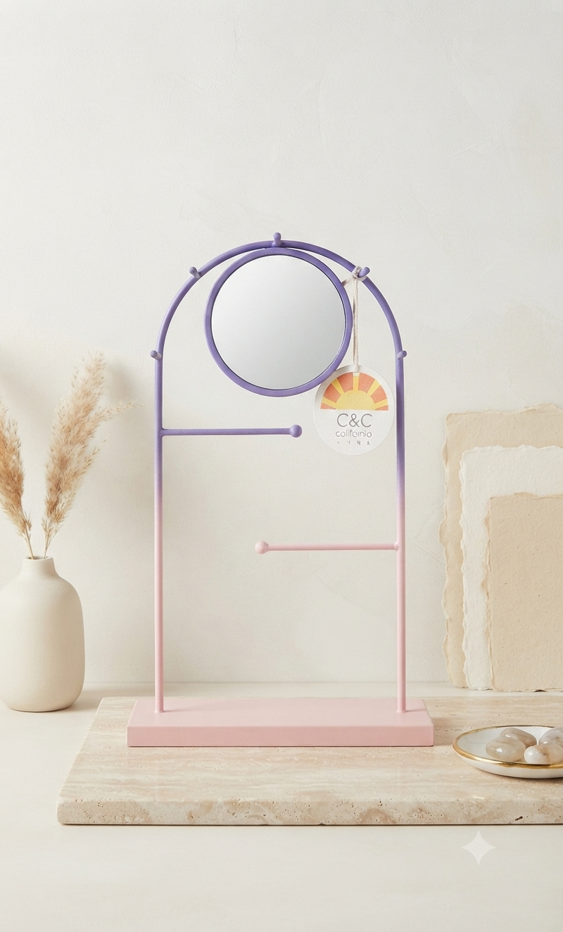 Organizador de Joyería con Espejo Integrado – Estilo Degradado Moderno