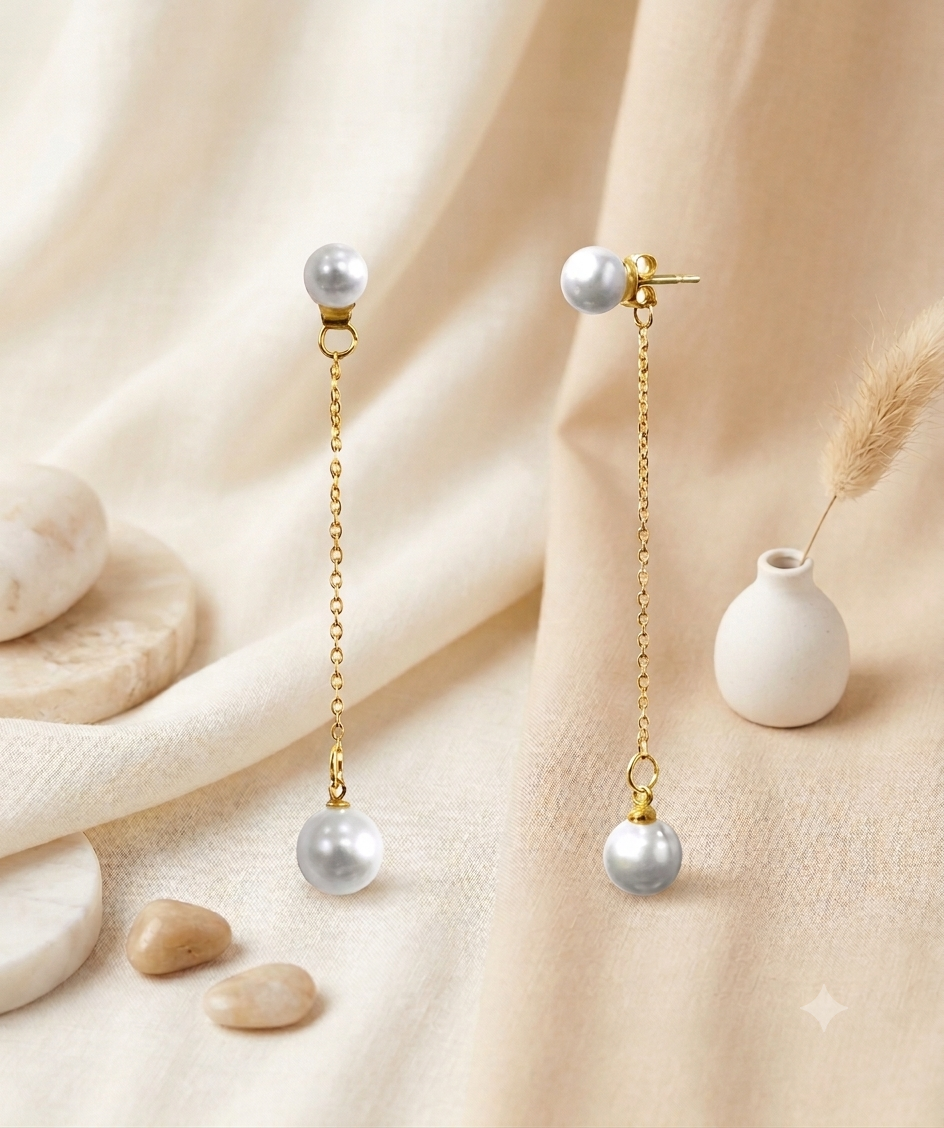 Aretes Colgantes de Perlas