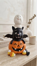 Figura Decorativa Apilable de Halloween: Calabaza, Gato y Fantasma