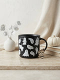 Taza de Cerámica Negra con Estampado de Fantasmas