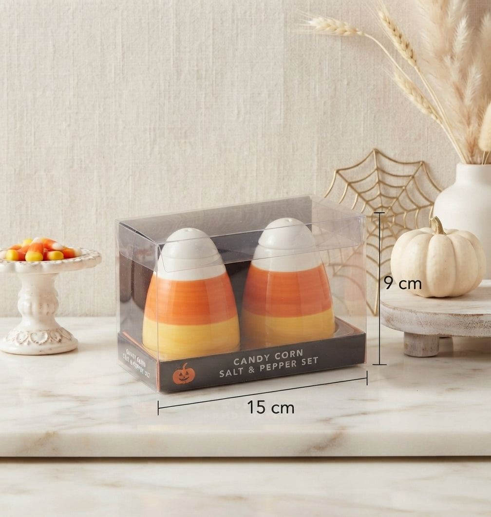 Set de Saleros de Cerámica "Candy Corn" – Edición Especial de Halloween