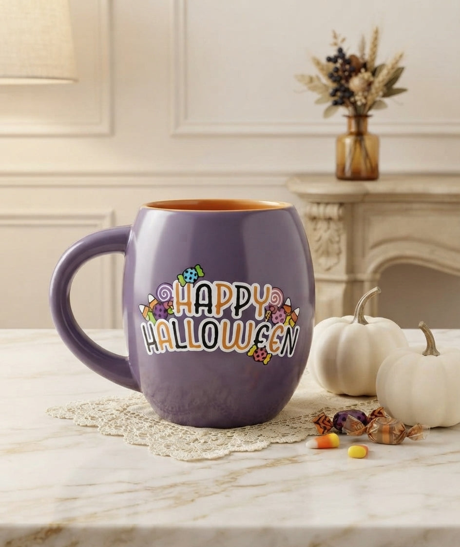 Taza de Cerámica "Hello Kitty Halloween" – Edición Especial Morada