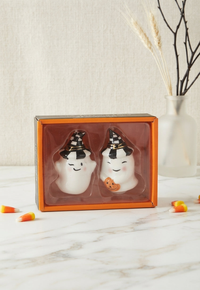 Set de Saleros de Cerámica "Fantasmitas Brujos" – Edición Halloween