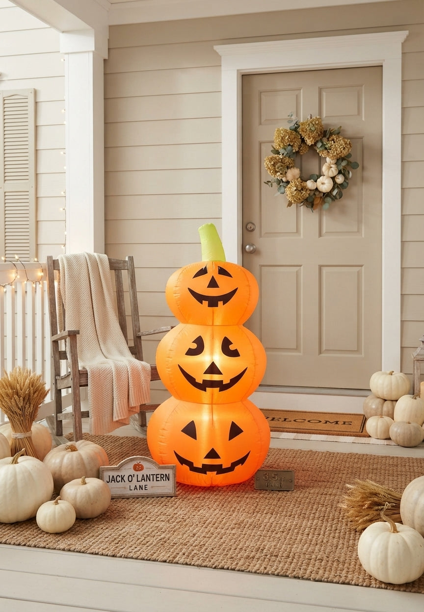 Decoración Inflable de Halloween Jack O' Lantern Lane - Torre de Calabazas