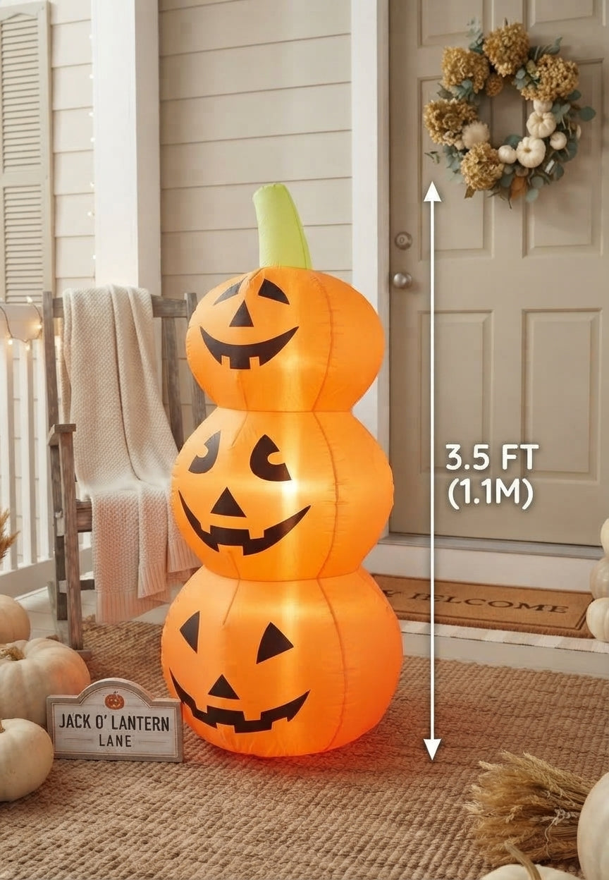 Decoración Inflable de Halloween Jack O' Lantern Lane - Torre de Calabazas