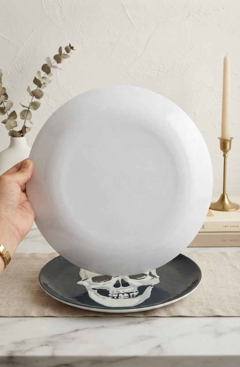 Set de 4 Platos Decorativos con Diseño de Calavera