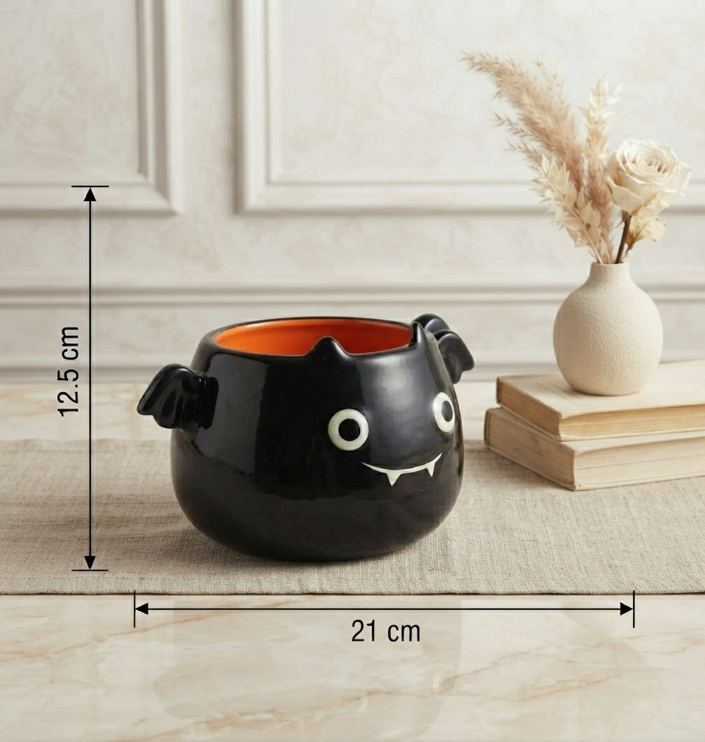 Tazón Decorativo de Cerámica Estilo Murciélago para Halloween