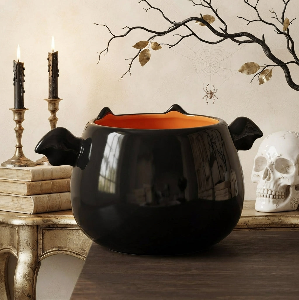 Tazón Decorativo de Cerámica Estilo Murciélago para Halloween