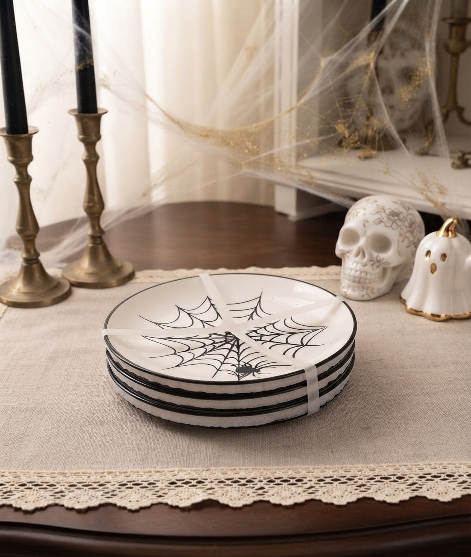 Set de 4 Platos Decorativos de Cerámica con Diseño de Halloween