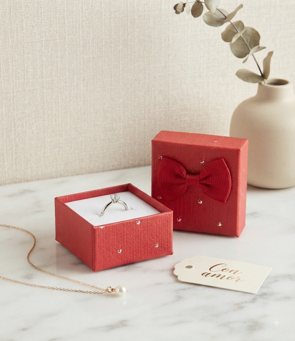 Caja de Regalo para Joyería con Lazo Decorativo