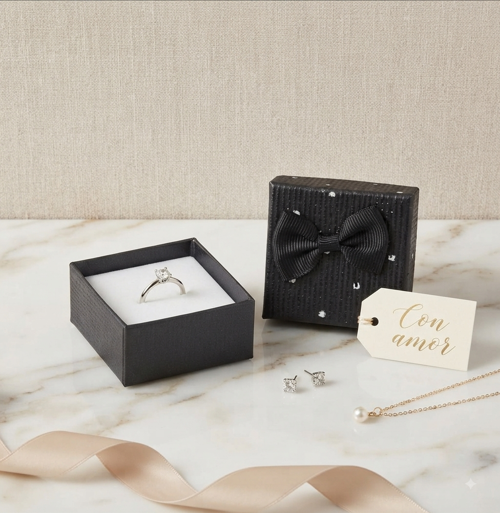 Caja de Regalo para Joyería con Lazo Decorativo