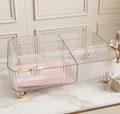 Organizador de Acrílico Multisección para Maquillaje con Soportes Dorados